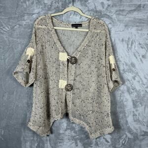 VTG Mirror Image Open Knit Cardigan Womens 1X
